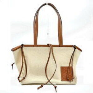 Loewe Coussin Tote Bag Shoulder Anagram Ivory White Brown Canvas